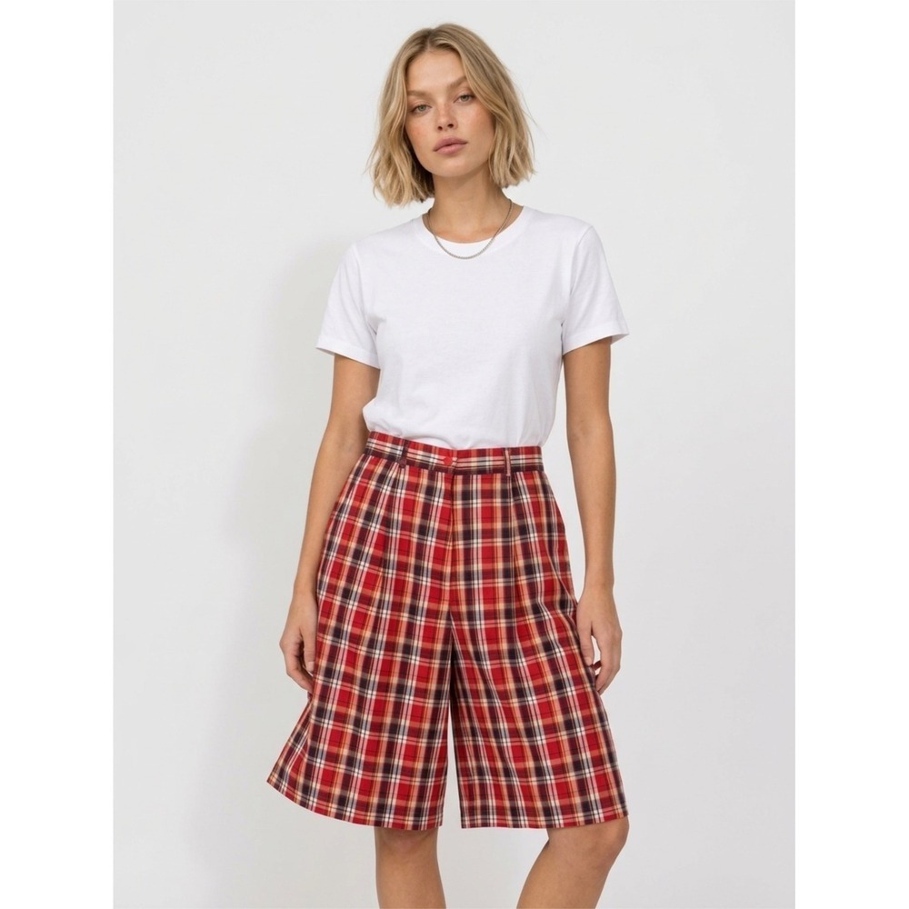 Tabi International Golf Red Plaid Shorts Vintage 90s Retro Preppy Academia 10
